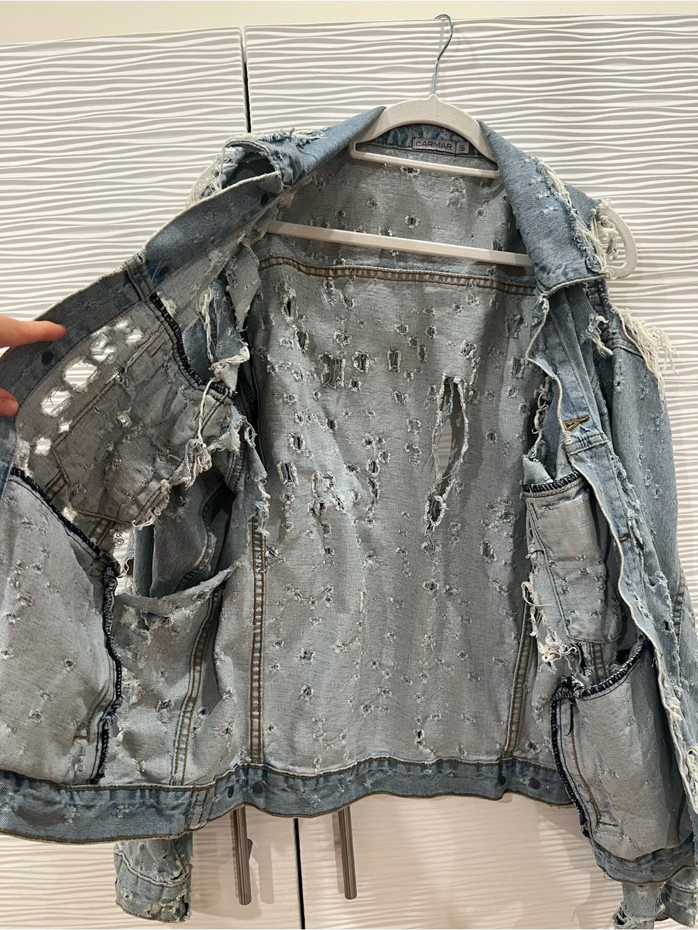 Carmar Light Blue Distressed Oversized Denim Jacket